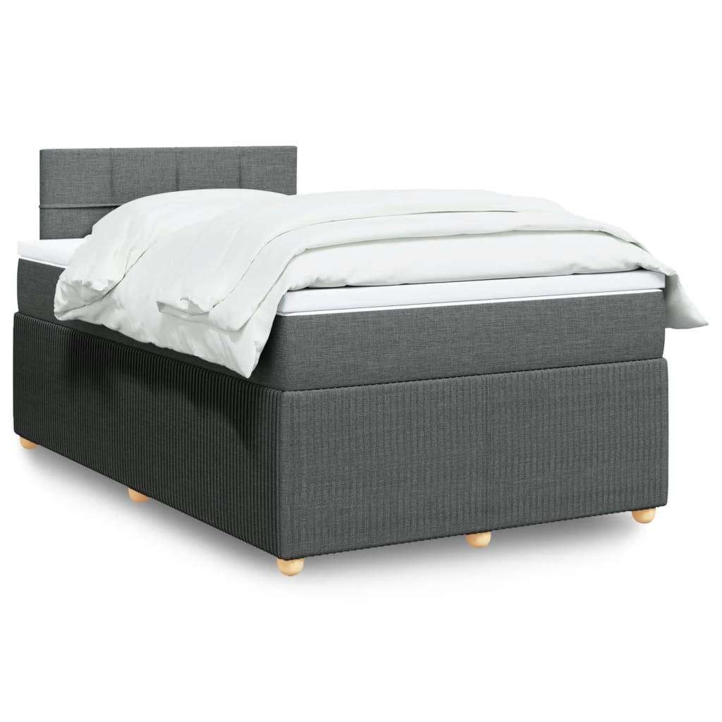 vidaXL Sommier à lattes de lit avec matelas gris foncé 120x190cm tissu