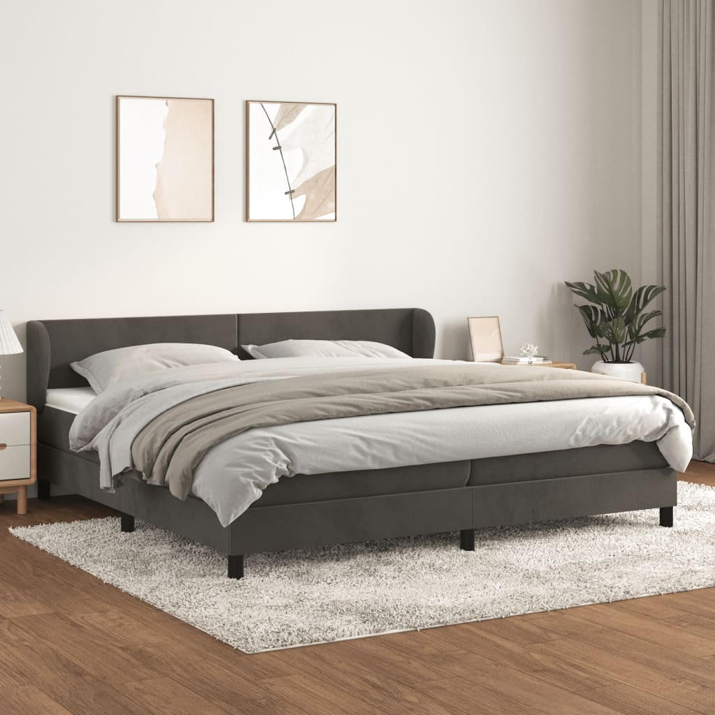 vidaXL Sommier à lattes de lit et matelas Gris foncé 200x200cm Velours