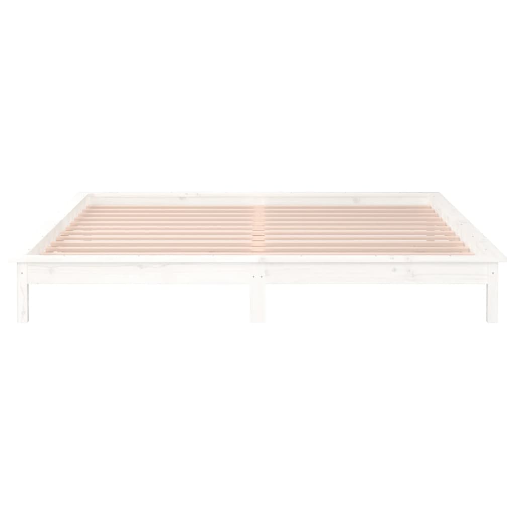 vidaXL Cadre de lit à LED sans matelas blanc 200x200 cm bois massif