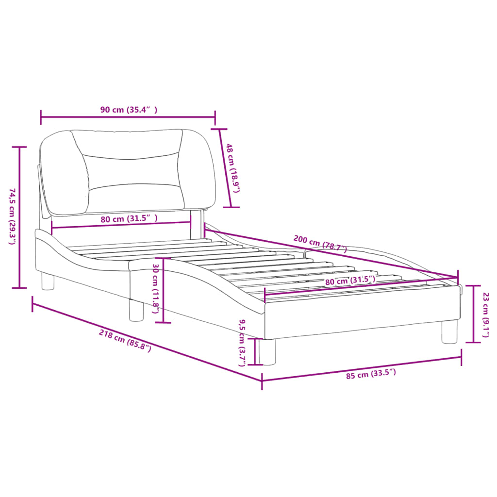 vidaXL Cadre de lit sans matelas bleu 80x200 cm tissu