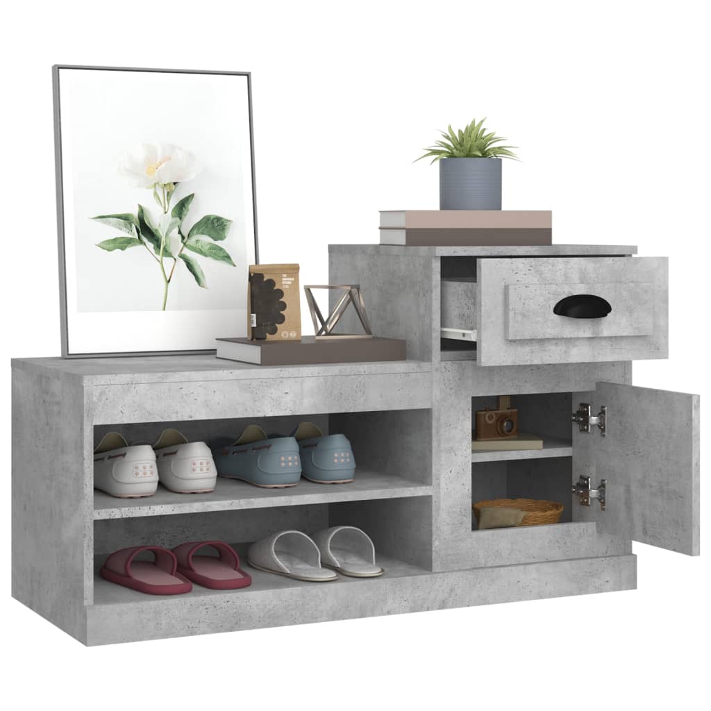 vidaXL Armoire à chaussures gris béton 100x42x60 cm bois d'ingénierie