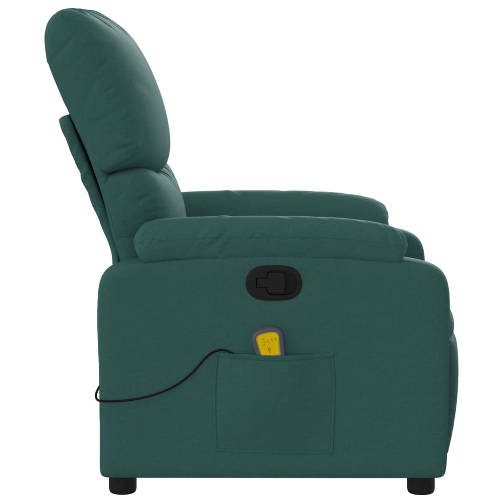 vidaXL Fauteuil de massage inclinable Vert foncé Tissu