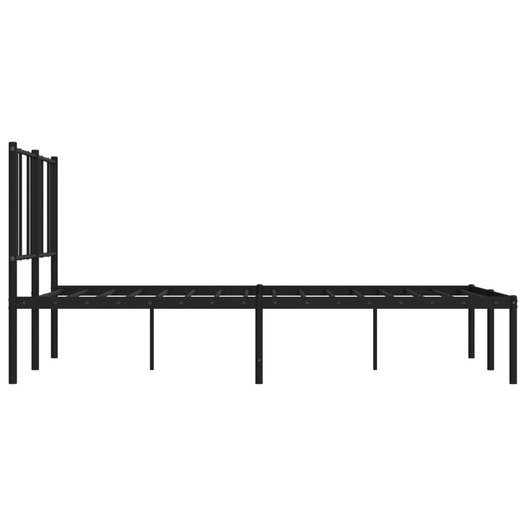 vidaXL Cadre de lit métal sans matelas avec tête de lit noir 135x190cm