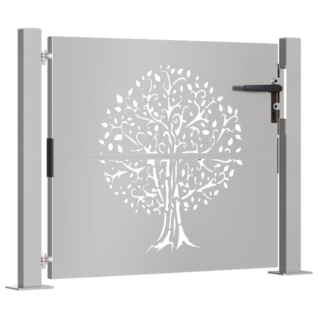 vidaXL Portail de jardin 105x105 cm acier corten conception de l'arbre