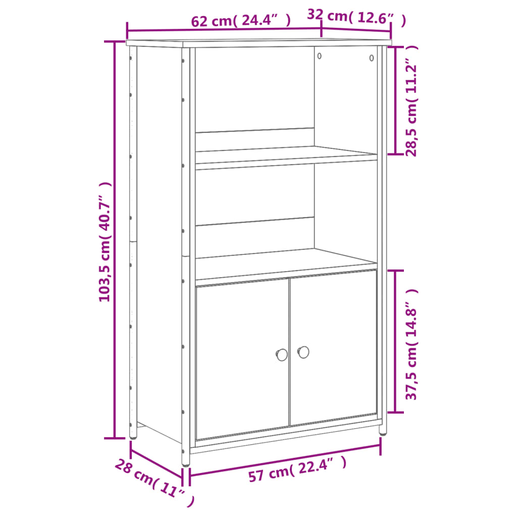 vidaXL Buffet haut chêne marron 62x32x103,5 cm bois d'ingénierie