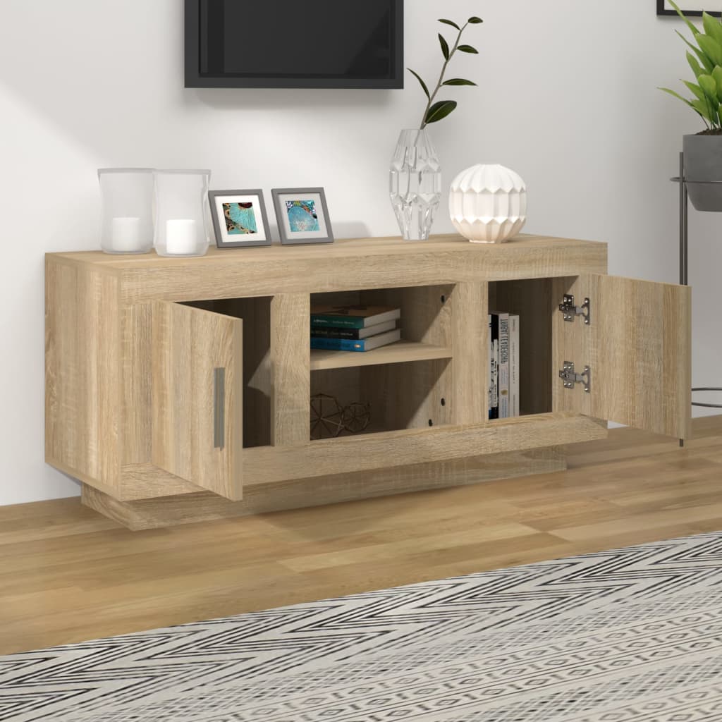 vidaXL Meuble TV chêne sonoma 102x35x45 cm bois d'ingénierie