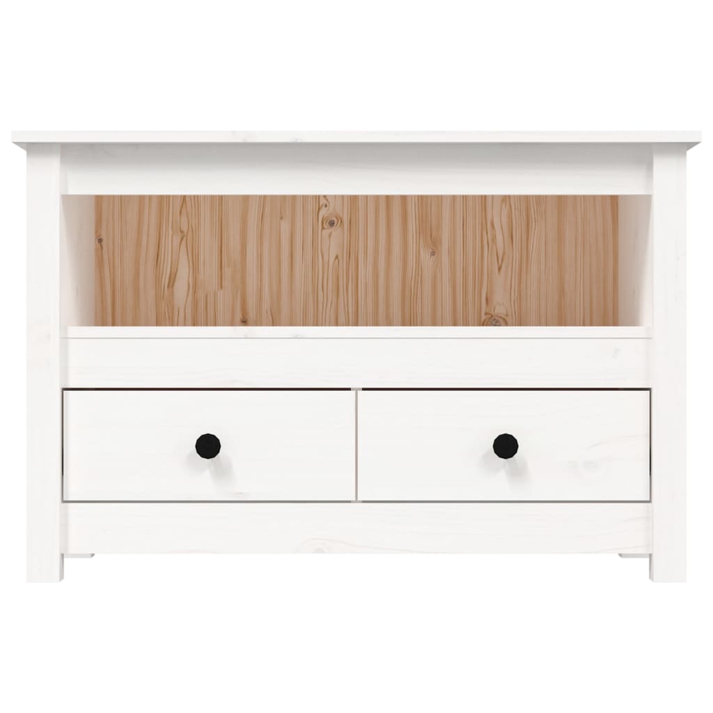 vidaXL Meuble TV Blanc 79x35x52 cm Bois de pin massif