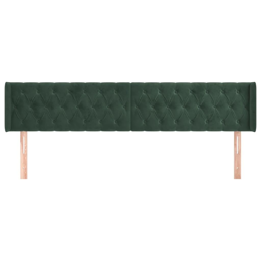 vidaXL Tête de lit avec oreilles Vert foncé 203x16x78/88 cm Velours