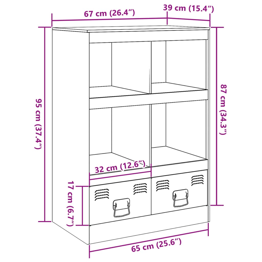 vidaXL Buffet haut blanc 67x39x95 cm acier