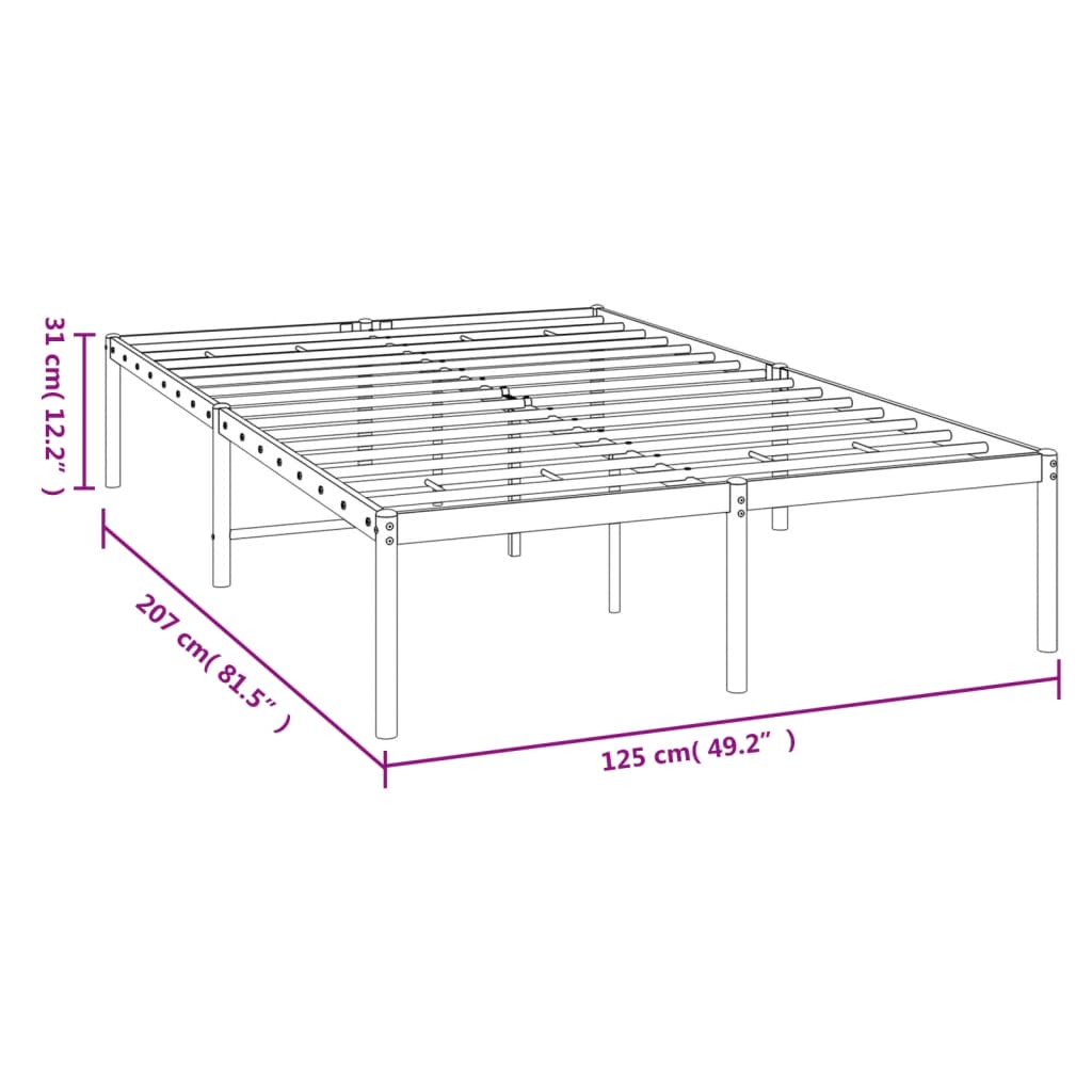 vidaXL Cadre de lit métal sans matelas noir 120x200 cm