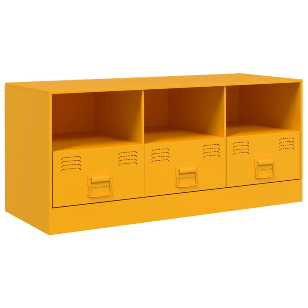 vidaXL Meuble TV jaune moutarde 99x39x44 cm acier