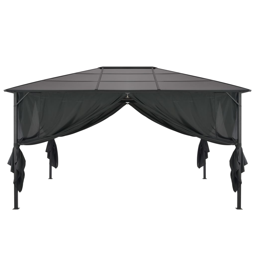 vidaXL Tonnelle avec rideau Aluminium 4x3x2,6 m Noir