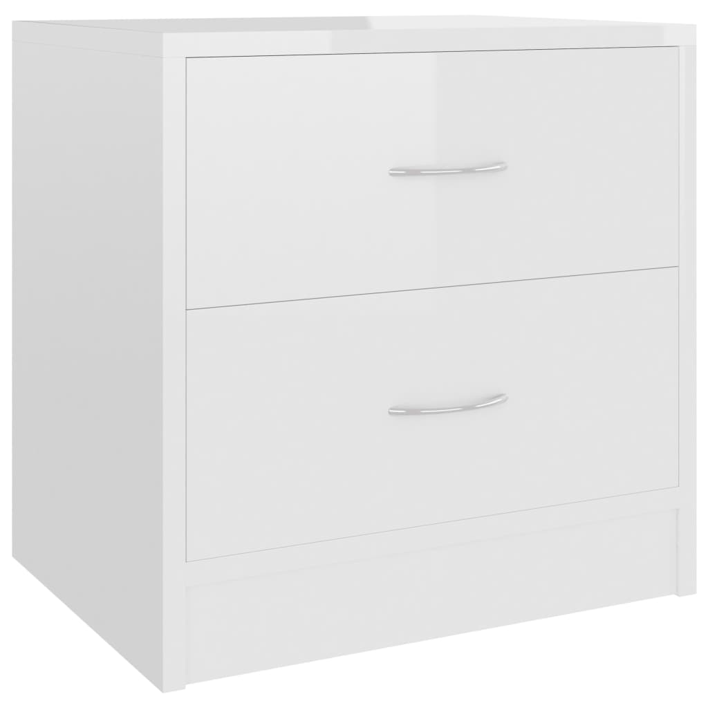 vidaXL Tables de chevet 2pcs Blanc brillant 40x30x40cm bois ingénierie