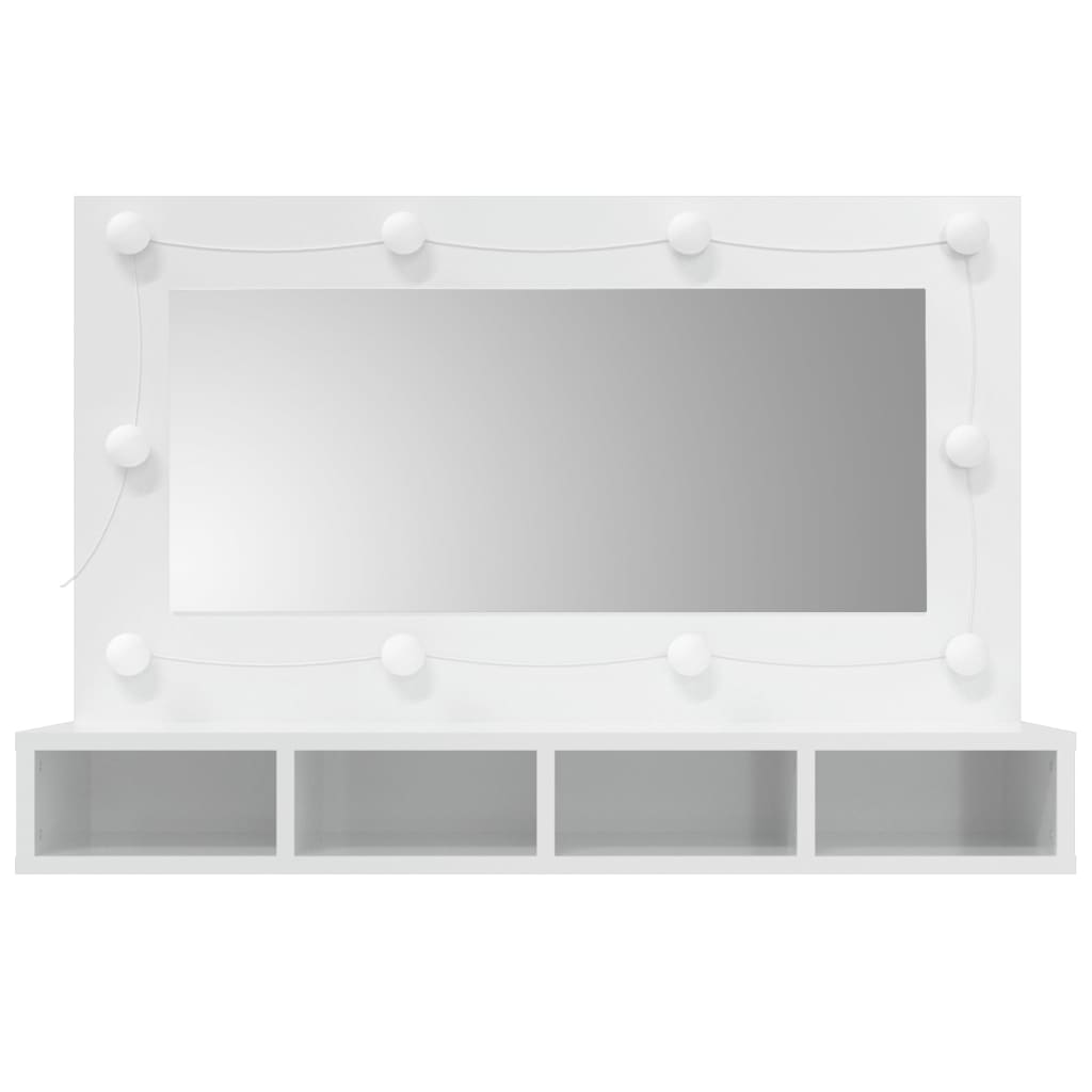 vidaXL Armoire à miroir avec LED Blanc brillant 90x31,5x62 cm