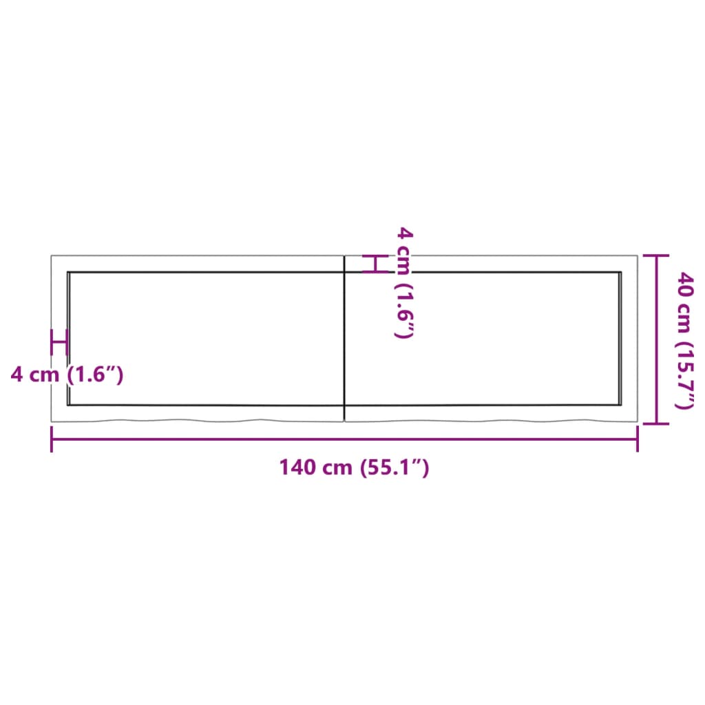 vidaXL Comptoir de salle de bain marron 140x40x(2-4) cm bois traité