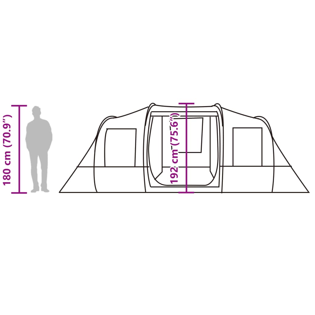 vidaXL Tente de camping tunnel 4 personnes vert olive imperméable