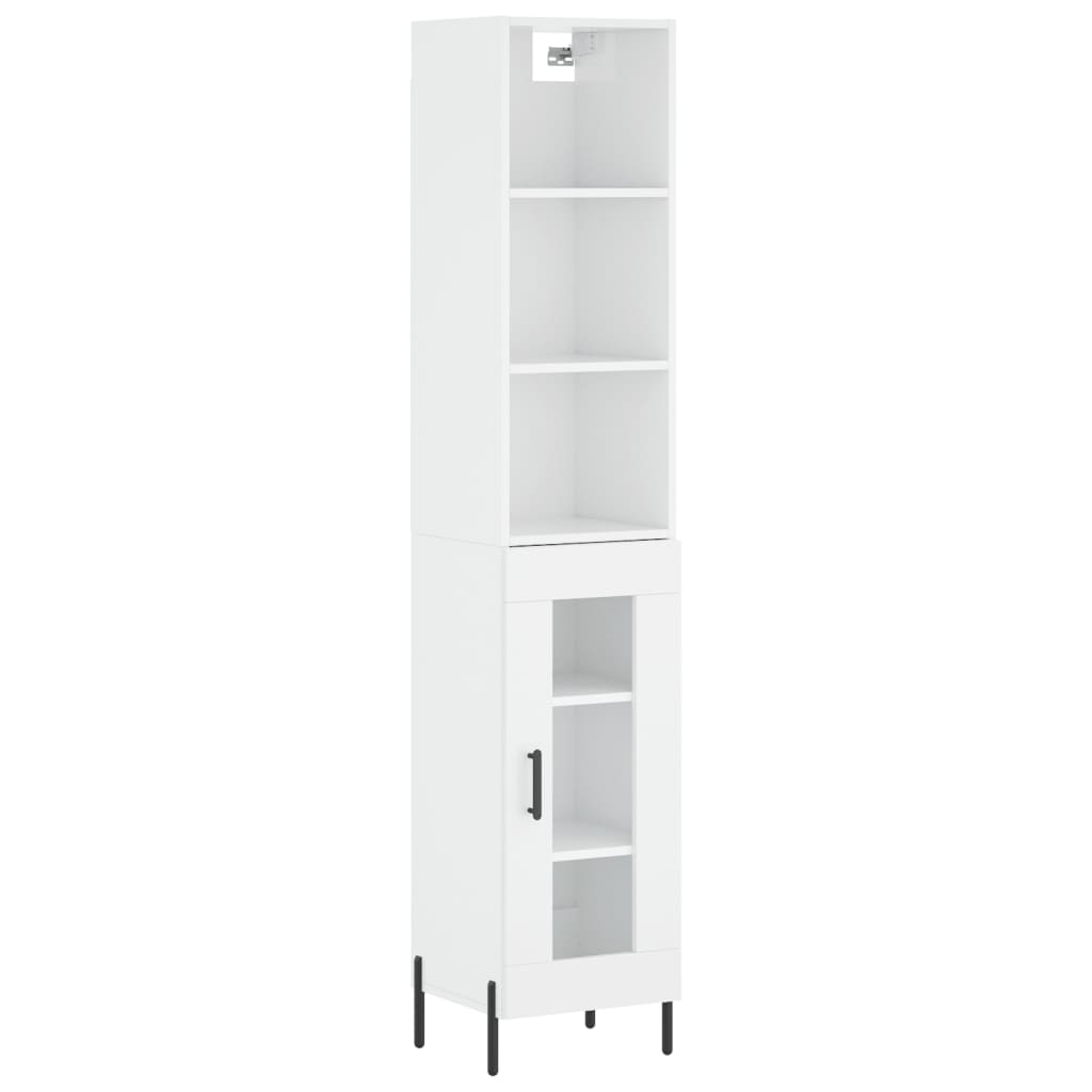 vidaXL Buffet haut Blanc brillant 34,5x34x180 cm Bois d'ingénierie