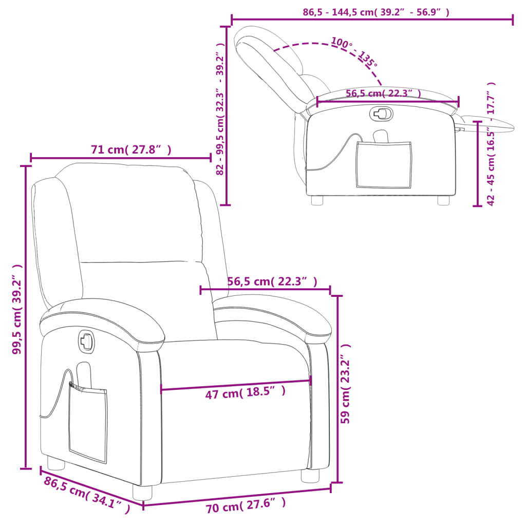 vidaXL Fauteuil de massage inclinable jaune velours