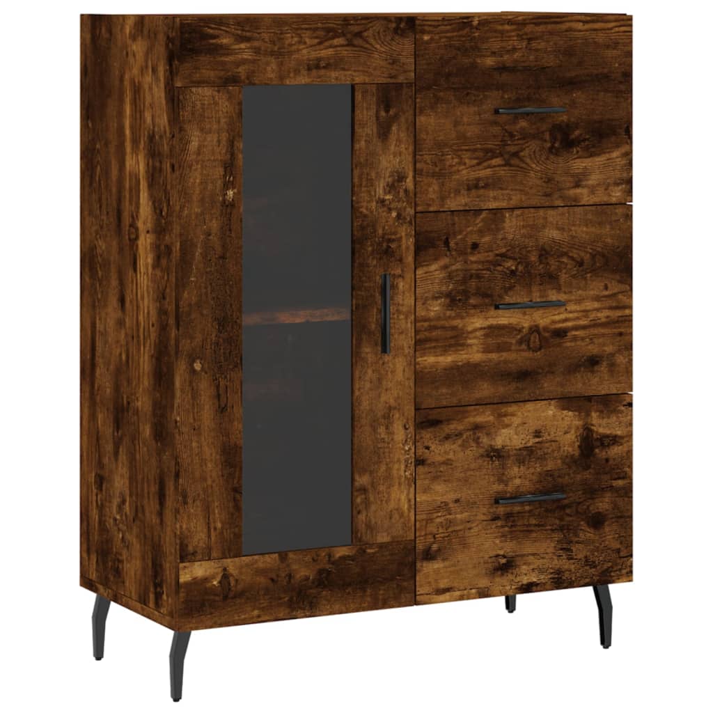 vidaXL Buffet haut Chêne fumé 69,5x34x180 cm Bois d'ingénierie