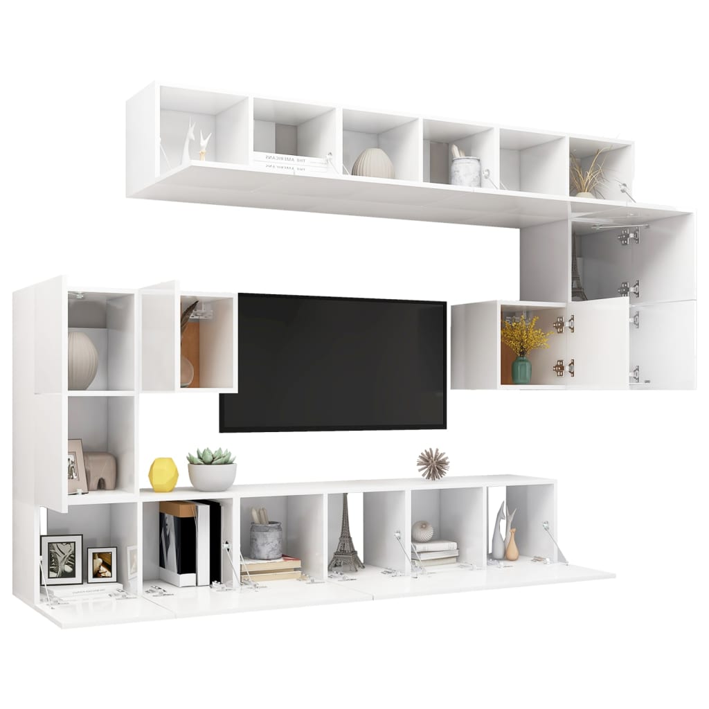 vidaXL Ensemble de meubles TV 10 pcs Blanc Bois d'ingénierie