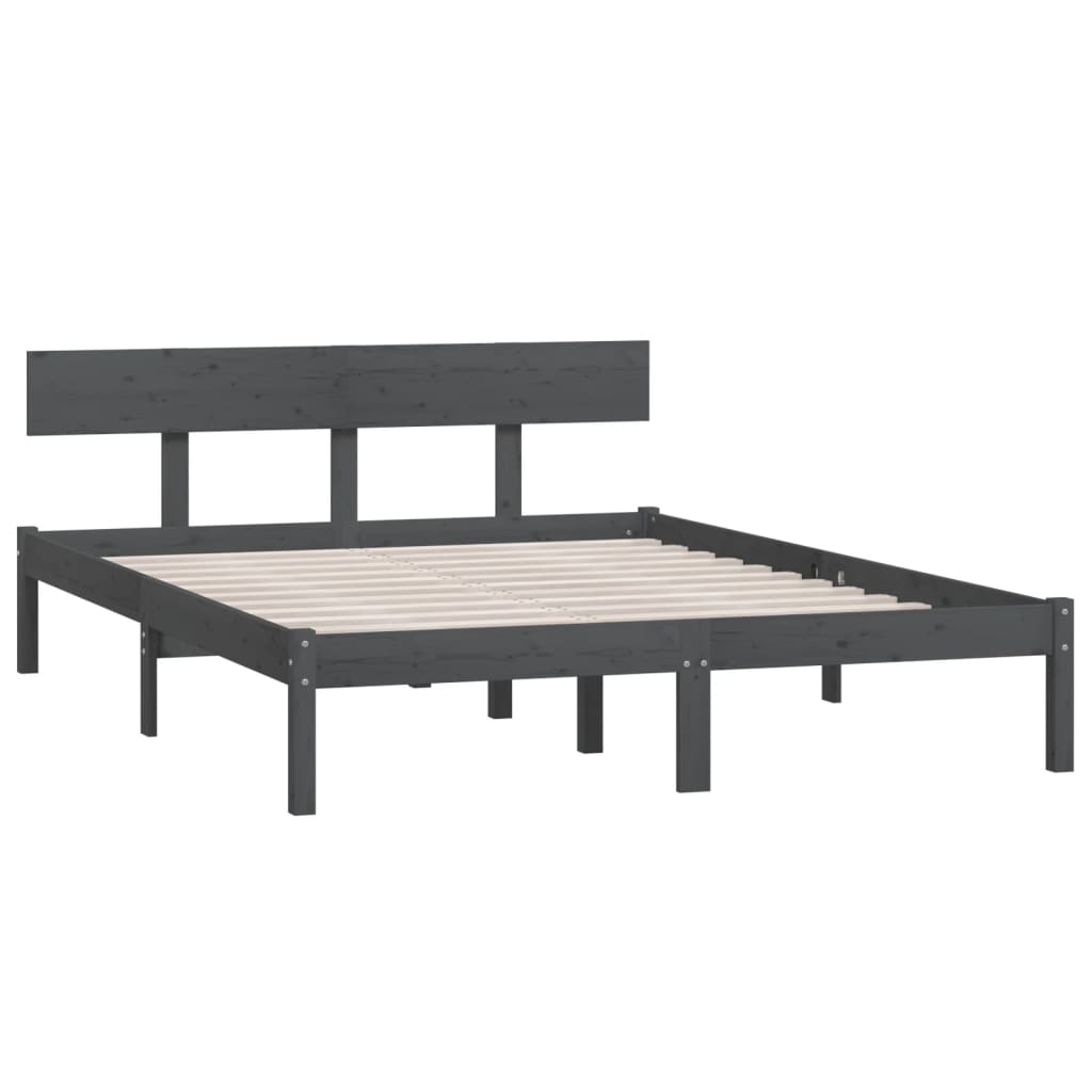 vidaXL Cadre de lit sans matelas gris bois massif 160x200 cm