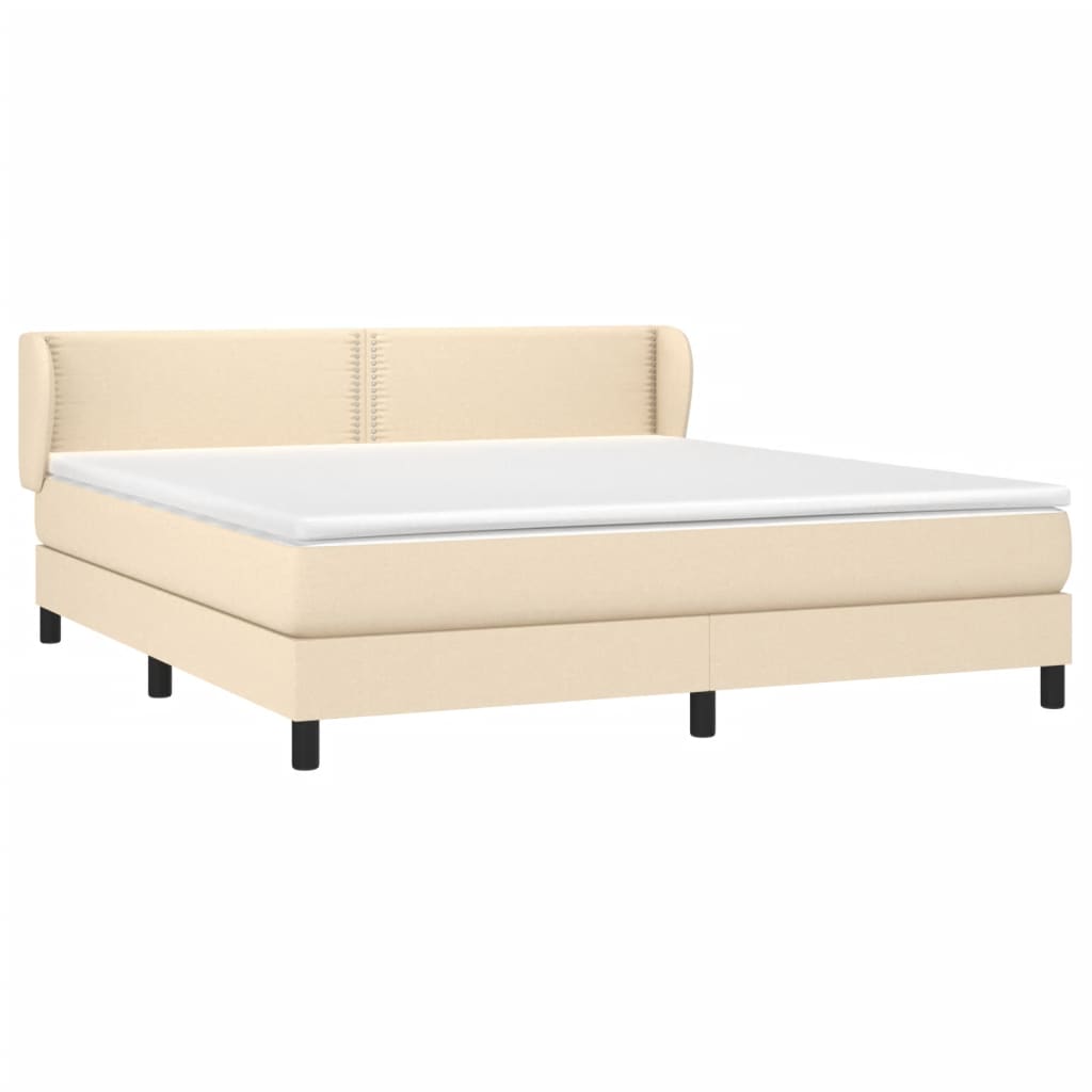 vidaXL Sommier à lattes de lit avec matelas Crème 160x200 cm Tissu