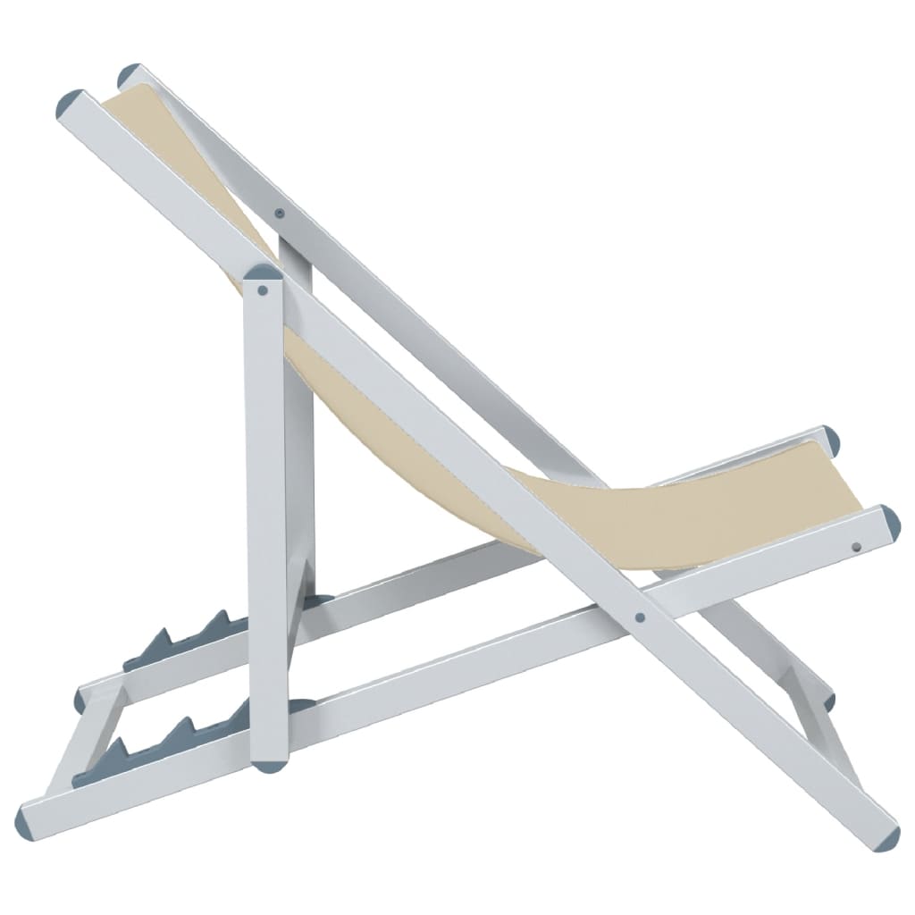 vidaXL Chaises de plage pliantes lot de 2 crème aluminium et textilène