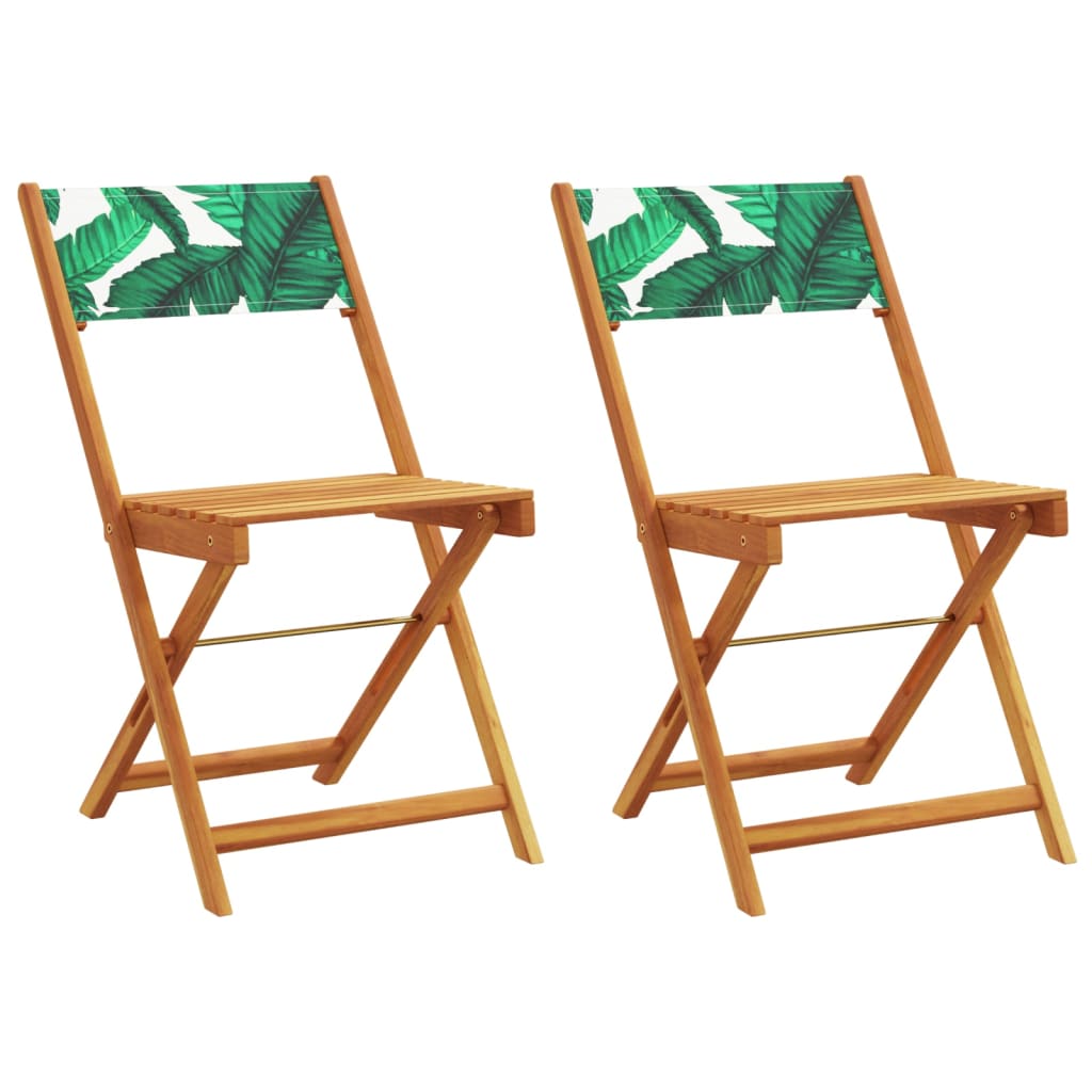 vidaXL Chaises de bistrot lot de 2 motif de feuilles acacia et tissu