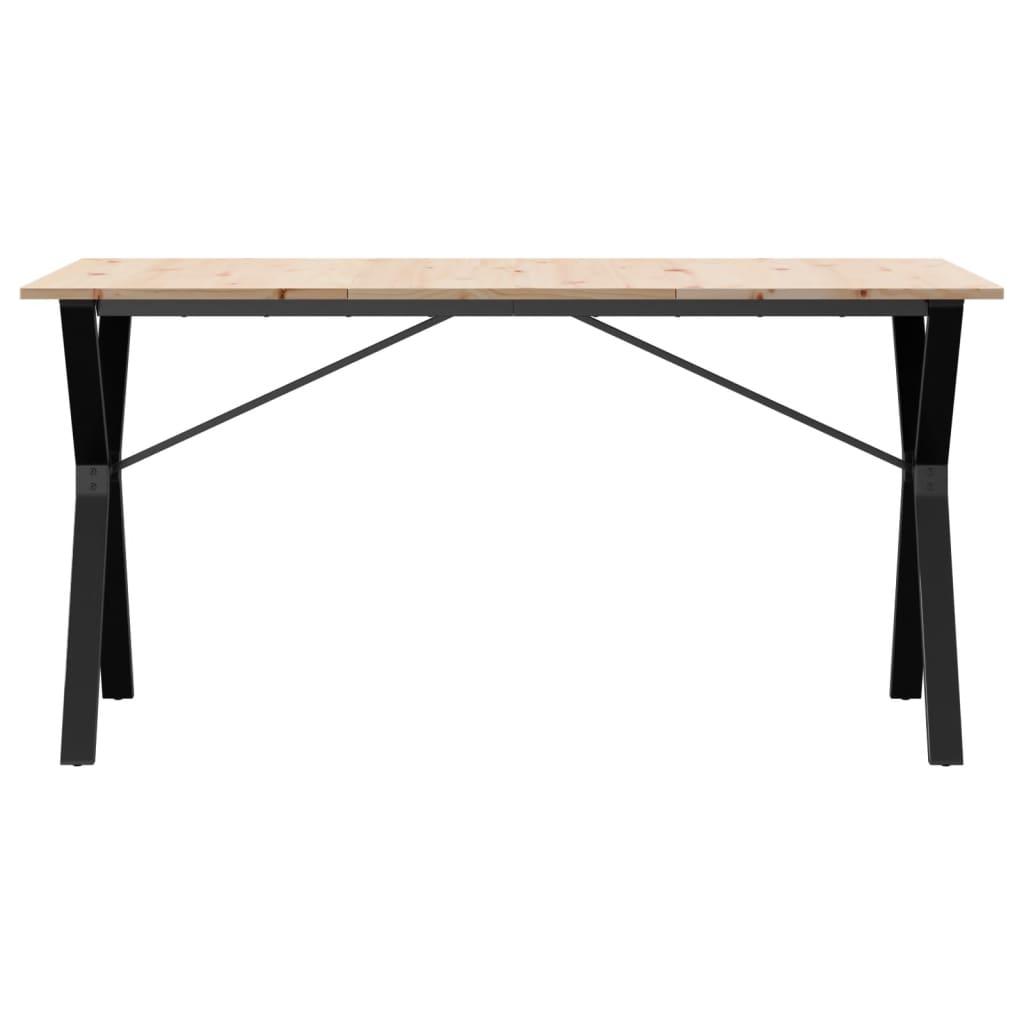 vidaXL Table à manger cadre en Y 140x80x75 cm bois de pin massif fonte