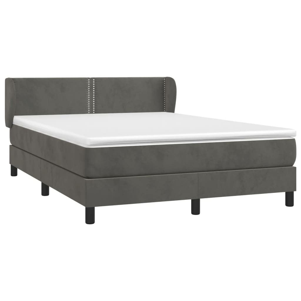 vidaXL Sommier à lattes de lit et matelas Gris foncé 140x190cm Velours