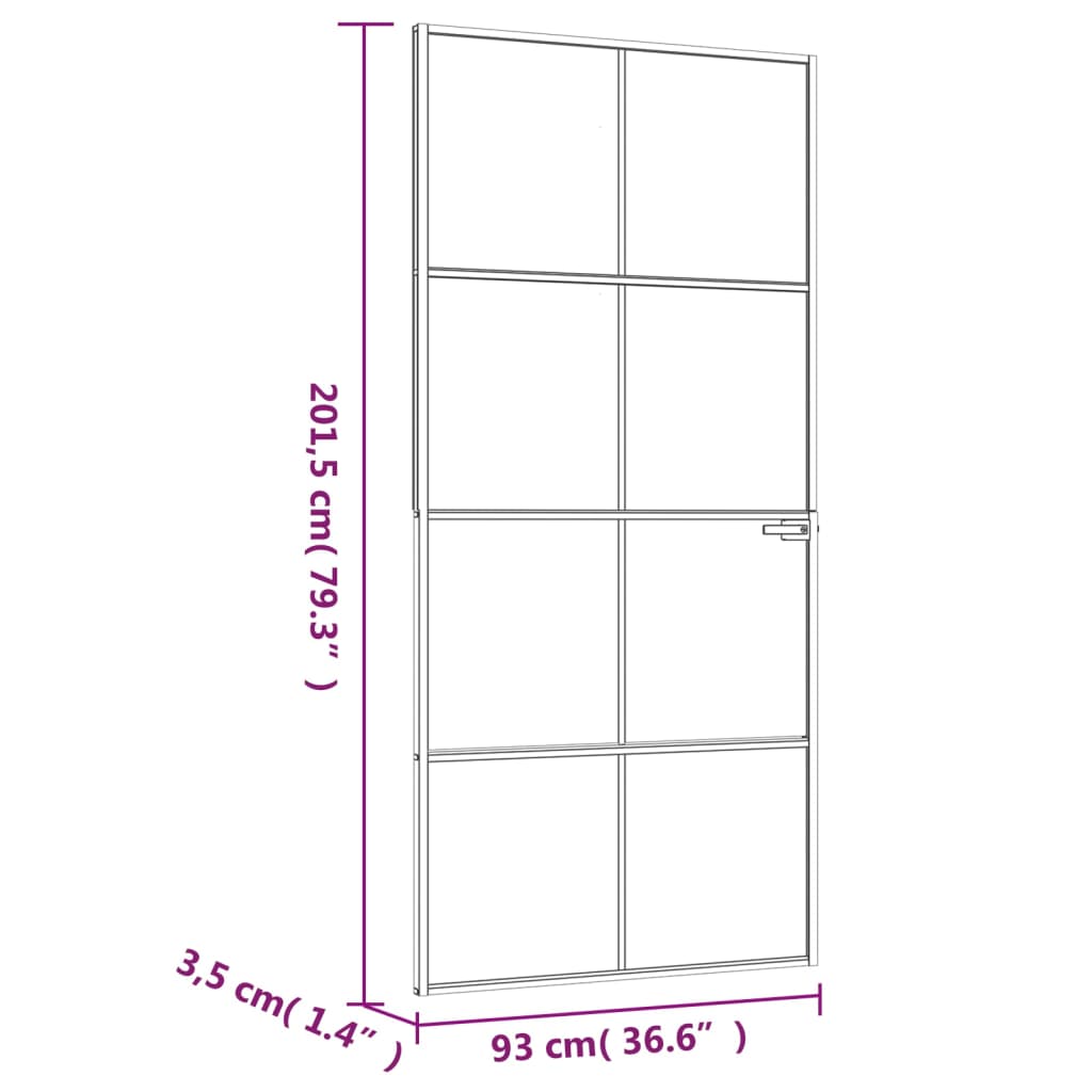 vidaXL Porte d'intérieur Blanc 93x201,5 cm Trempé verre aluminium fin