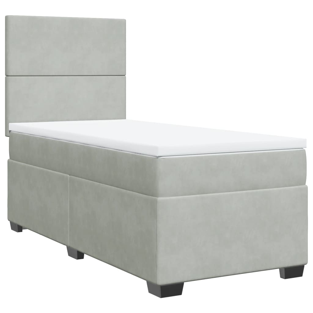 vidaXL Sommier à lattes de lit et matelas Gris clair 100x200cm Velours