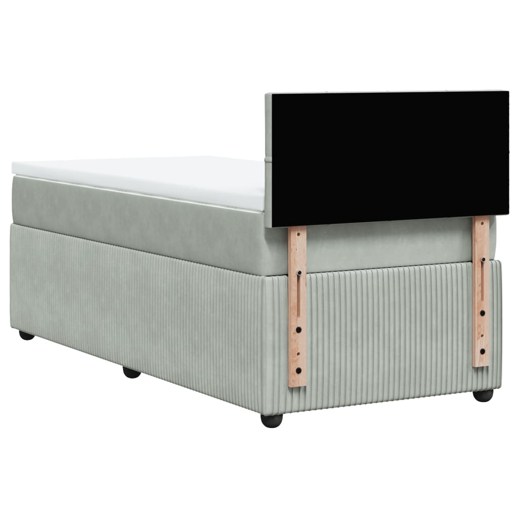 vidaXL Sommier à lattes de lit et matelas Gris clair 90x200 cm Velours