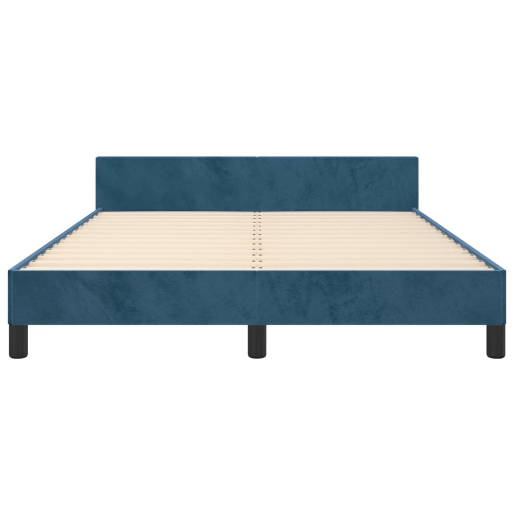 vidaXL Cadre de lit sans matelas bleu foncé 140x190 cm velours