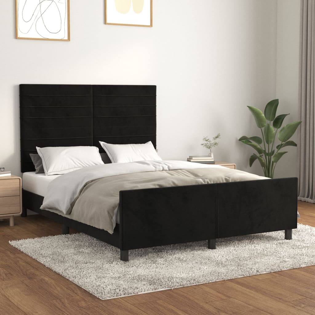 vidaXL Cadre de lit sans matelas noir 140x190 cm velours