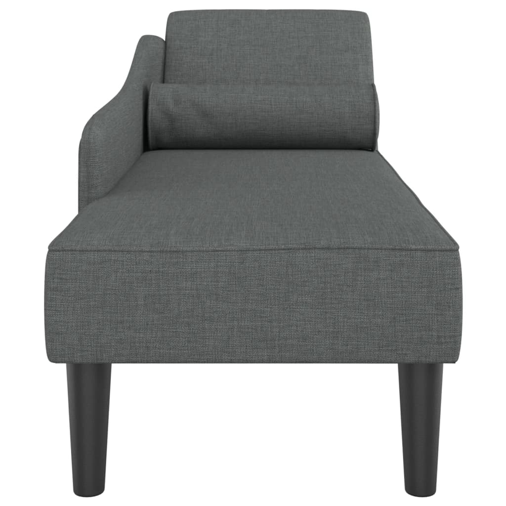 vidaXL Chaise longue avec coussins gris foncé tissu