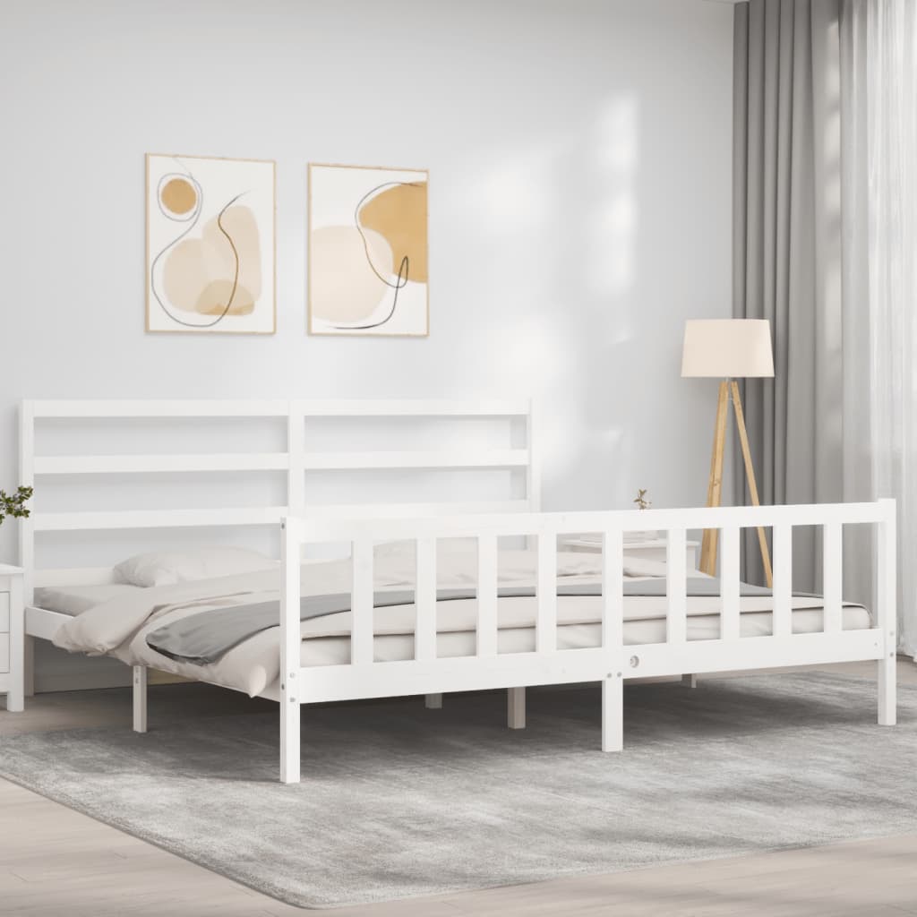 vidaXL Cadre de lit sans matelas blanc bois de pin massif