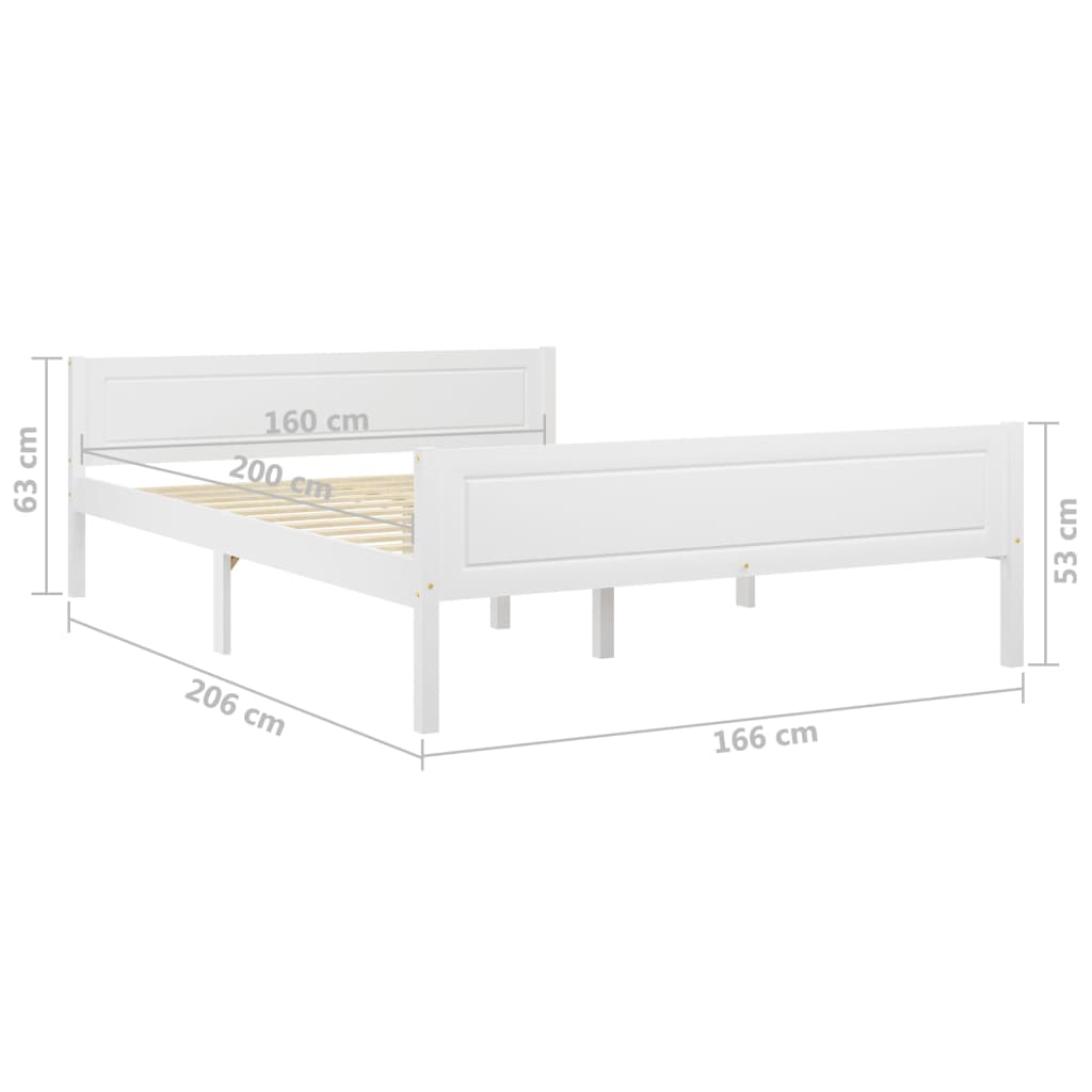 vidaXL Cadre de lit sans matelas bois massif de pin blanc 160x200 cm