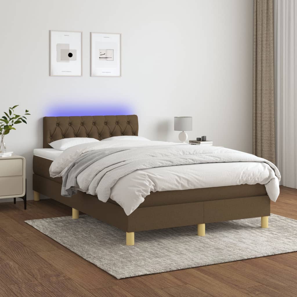 vidaXL Sommier à lattes de lit matelas et LED Marron foncé 120x200 cm