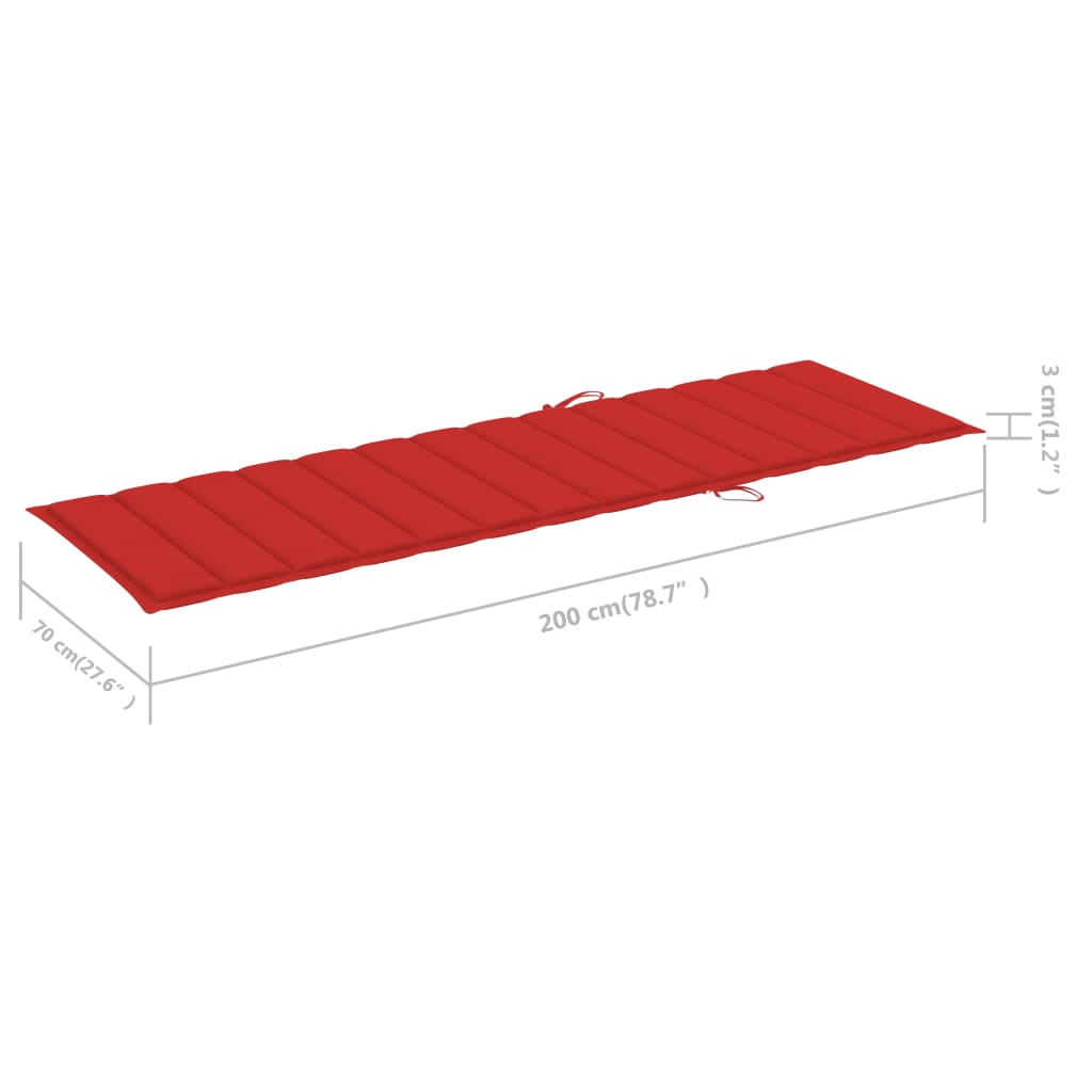 vidaXL Chaise longue double et coussins rouge Bois de pin imprégné