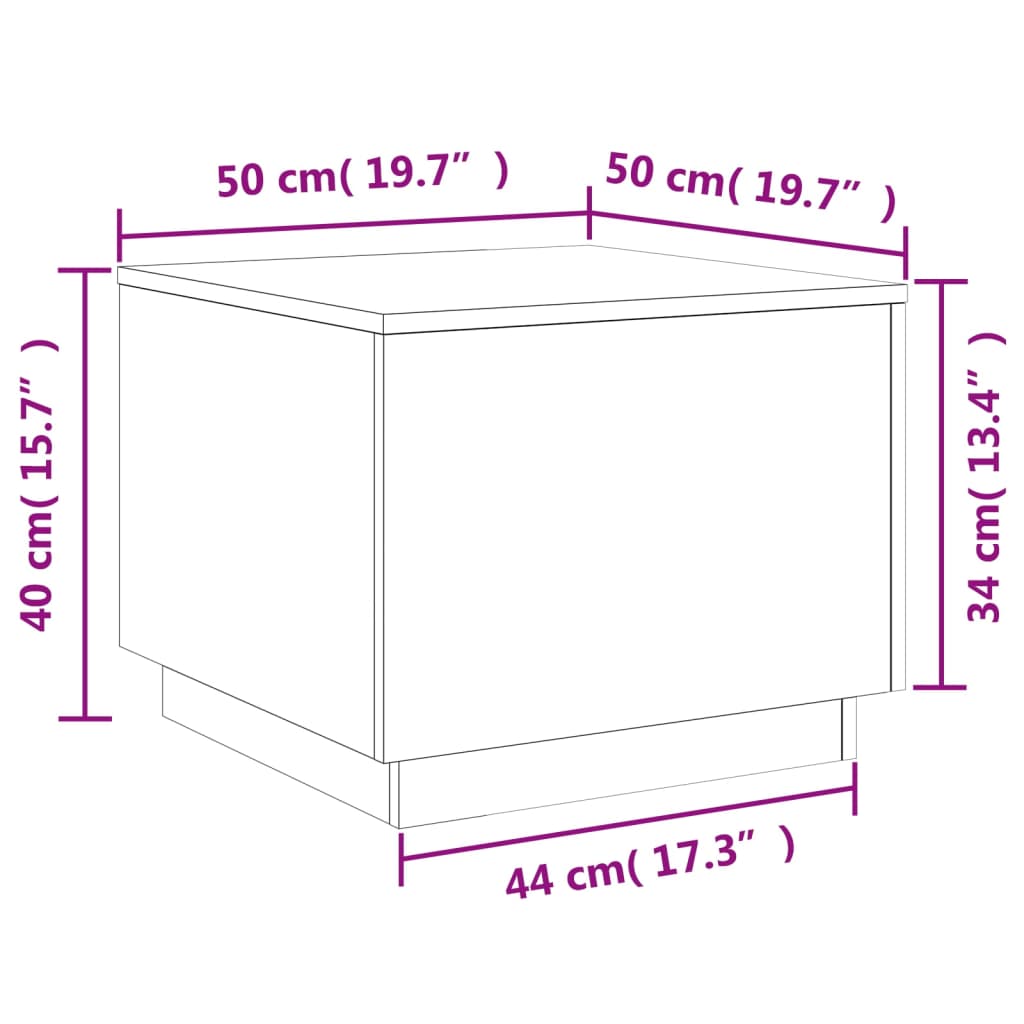 vidaXL Table basse avec lumières LED chêne marron 50x50x40 cm