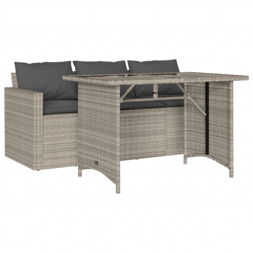 vidaXL Ensemble à manger de jardin et coussins 2 pcs gris clair rotin