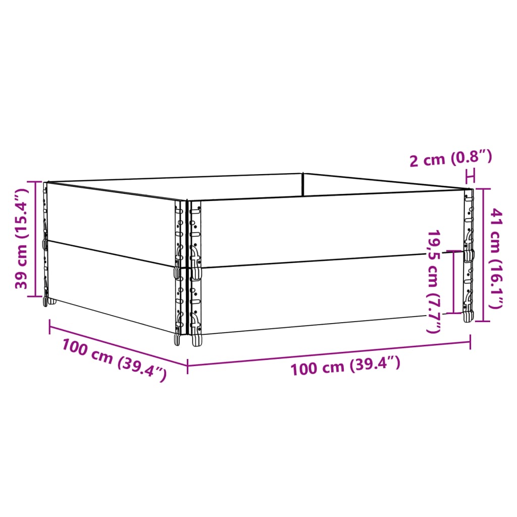 vidaXL Colliers de palette 2 pcs noir 100x100 cm bois de pin solide