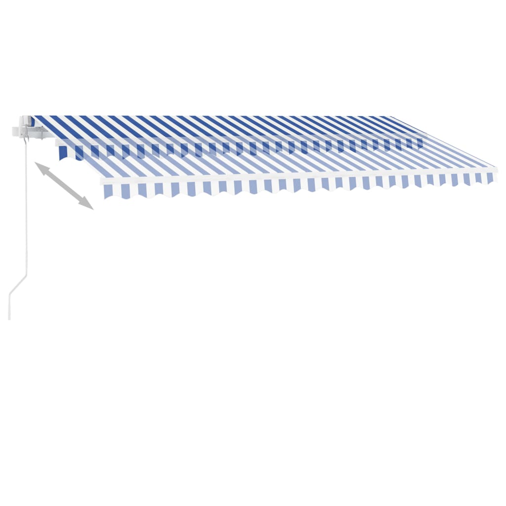 vidaXL Auvent manuel rétractable avec LED 450x300 cm Bleu et blanc