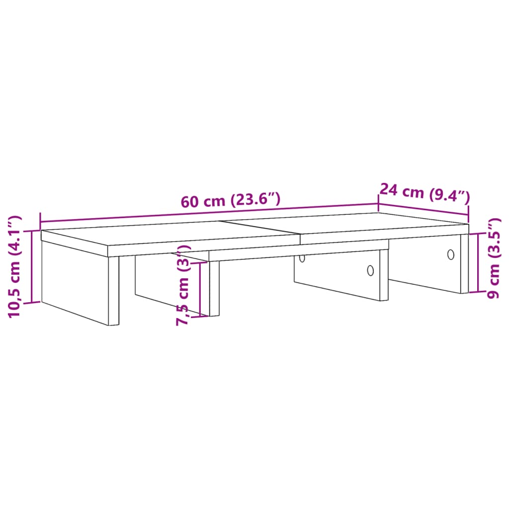 vidaXL Support de moniteur réglable chêne artisanal bois d'ingénierie