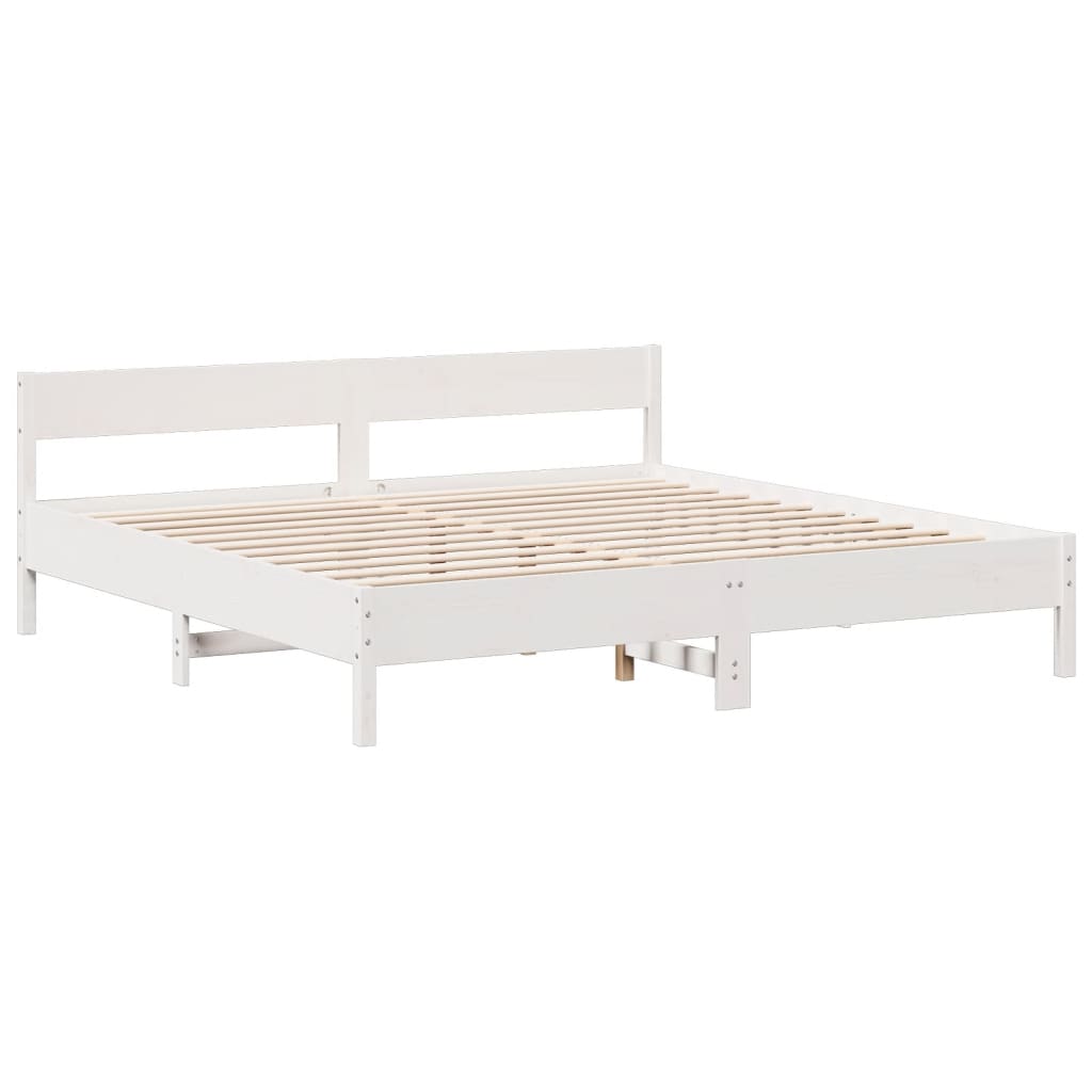 vidaXL Lit bibliothèque sans matelas blanc 180x200 cm bois pin massif