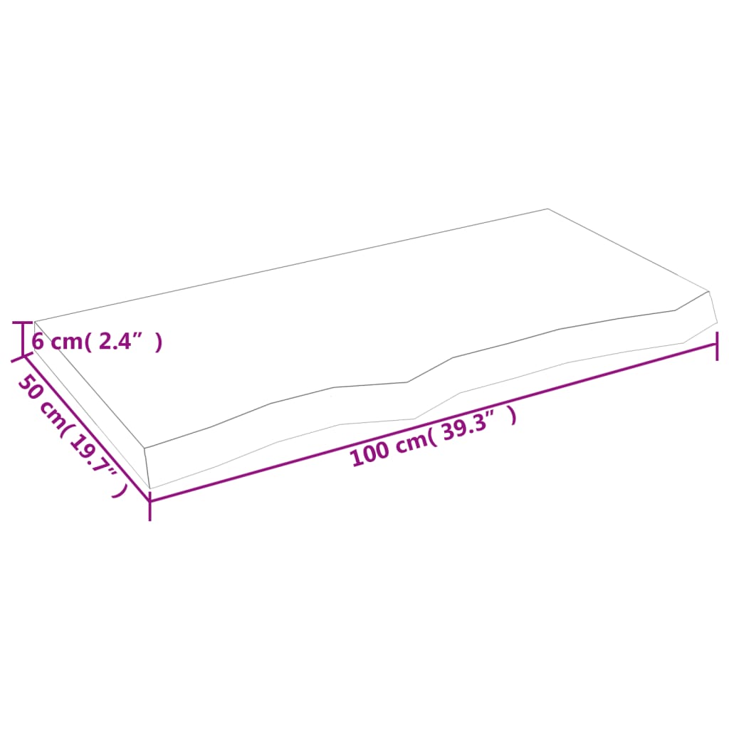 vidaXL Dessus de table 100x50x(2-6) cm bois de chêne massif non traité