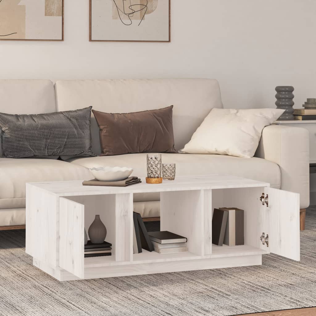 vidaXL Table basse Blanc 110x50x40 cm Bois massif de pin