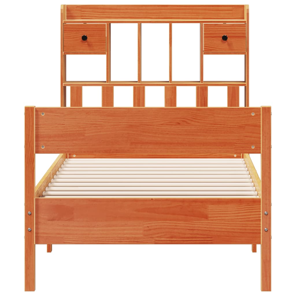 vidaXL Lit bibliothèque sans matelas cire marron 75x190 cm pin massif