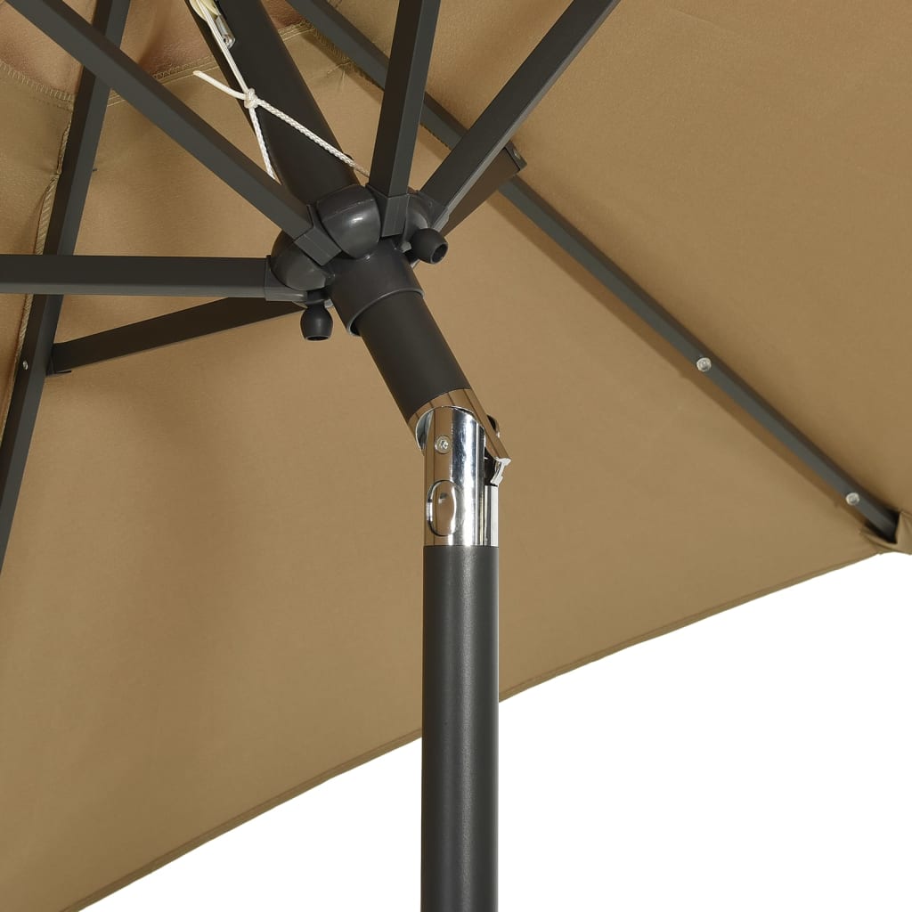 vidaXL Parasol de jardin avec lumières LED taupe 200x211 cm aluminium